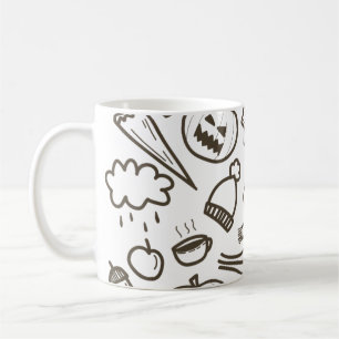 Cute Halloween Doodle Seamless Pattern, Halloween Coffee Mug