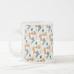 Cute Halloween Doodles Pumpkin Ghost Bat Pattern Frosted Glass Coffee Mug