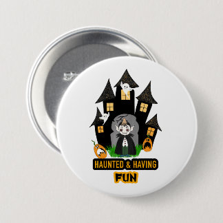 Cute Halloween Dracula Castle Button