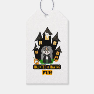 Cute Halloween Dracula Castle Gift Tags