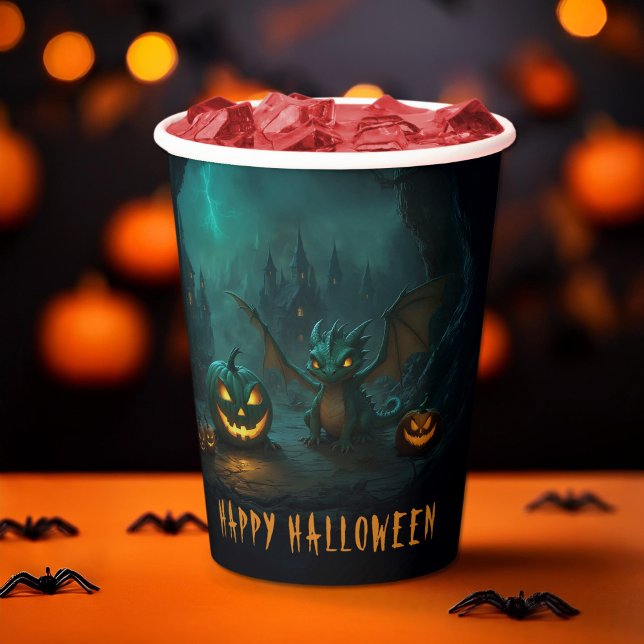 Cute  Halloween Dragon with Scary Pumpkins Paper Cups (Creator Uploaded)