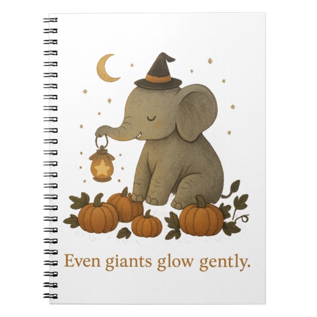 Cute Halloween Elephant Spiral Notebook – Spooky S (Front)