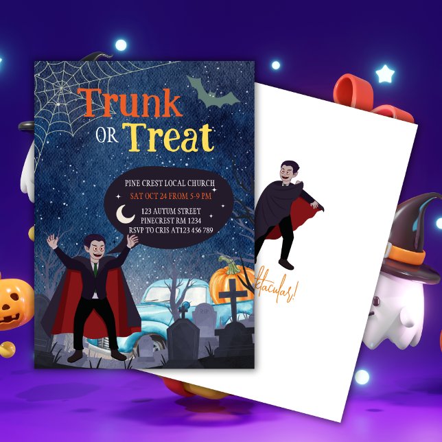 Cute Halloween Event Trunk Or Treat For Kids Invitation (Cute Halloween Event Trunk Or Treat For Kids Invitation)