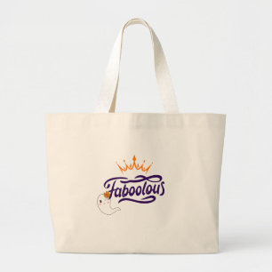 Cute Halloween, Faboolous, Cute Ghost, Preppy  Large Tote Bag