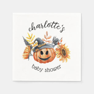 Cute Halloween Fall Autumn Pumpkin Baby Shower Napkins