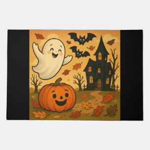 Cute Halloween/fall ghost pumpkin cartoon Doormat