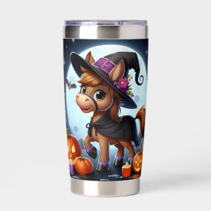 Cute Halloween/Fall horse, bat & pumpkins Insulated Tumbler