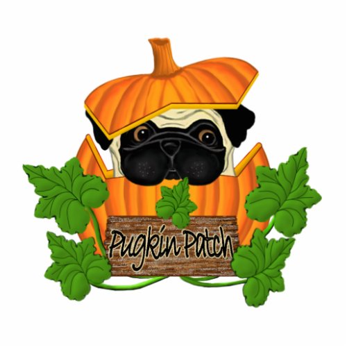 Cute Halloween Fall Pug Pugkin Pumpkin Patch Cutout