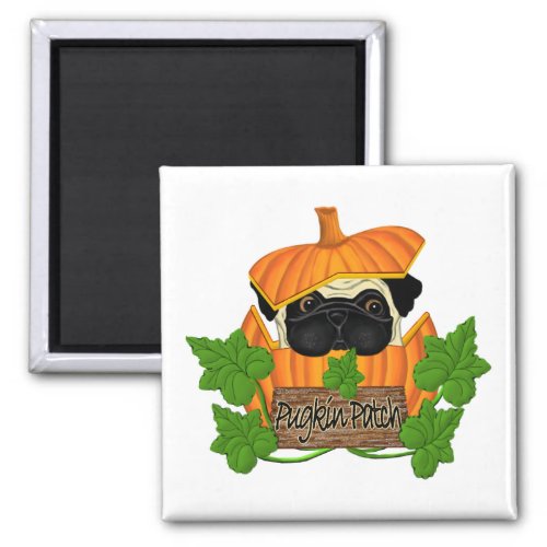 Cute Halloween Fall Pug Pugkin Pumpkin Patch Magnet