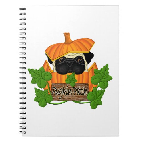 Cute Halloween Fall Pug Pugkin Pumpkin Patch Notebook