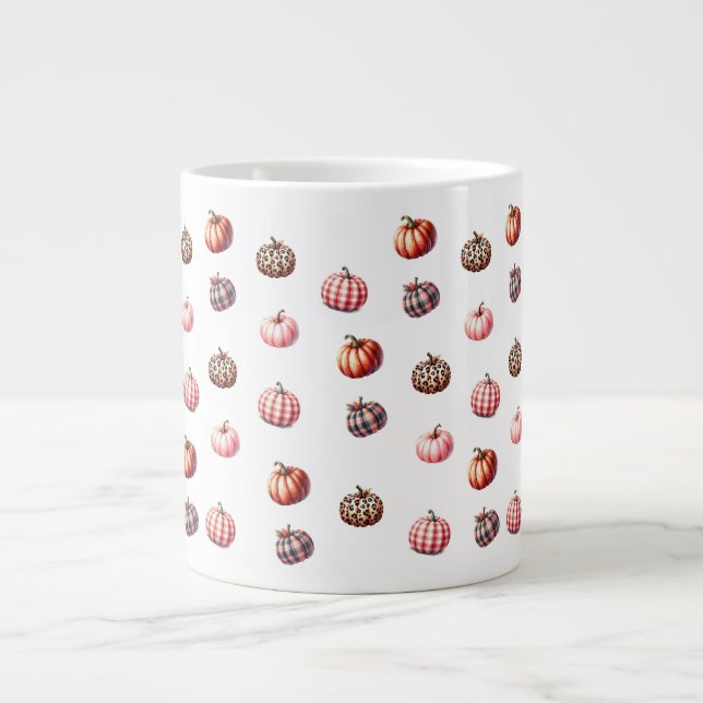 cute Halloween/Fall pumpkin pattern Giant Coffee Mug (Front)