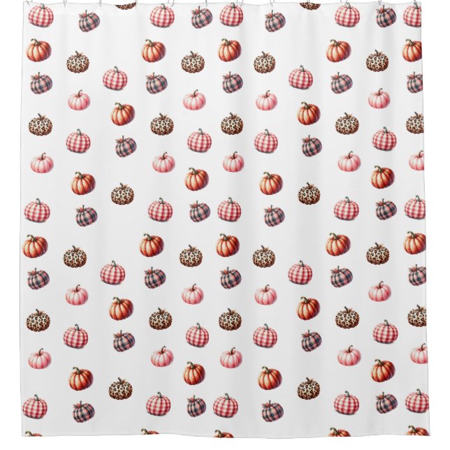 cute Halloween/Fall pumpkin pattern Shower Curtain (Front)