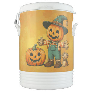 Cute Halloween/Fall scarecrow and pumpkin Beverage Cooler