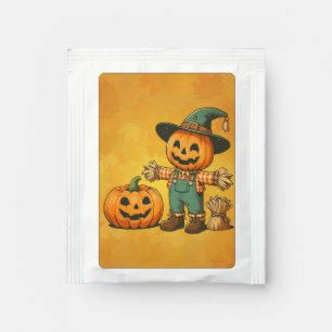 Cute Halloween/Fall scarecrow and pumpkin Tea Bag Drink Mix