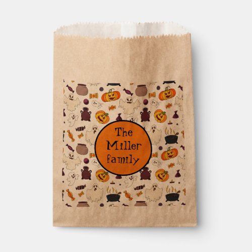 Cute halloween family monogram trick or treat favor bag