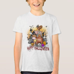Cute Halloween Farm Animals Typography Tri-Blend Shirt