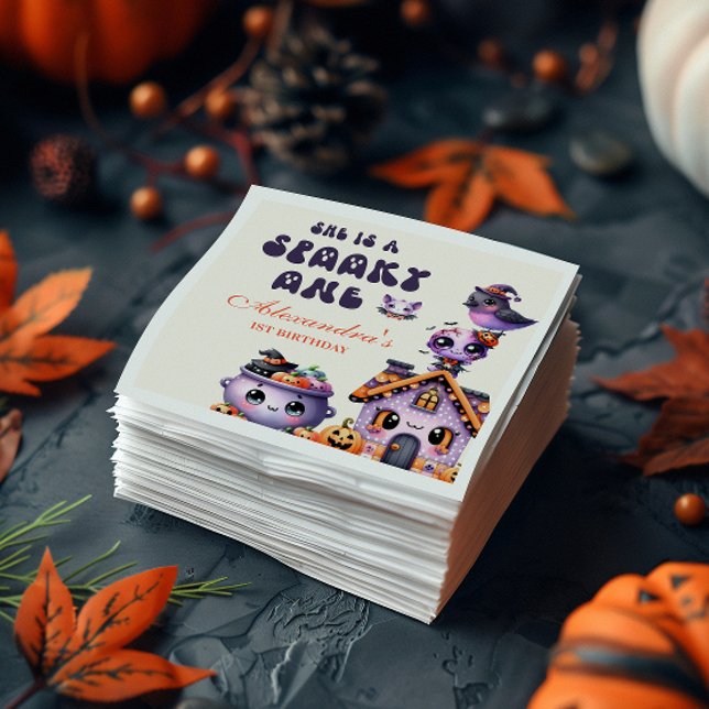 Cute Halloween First Birthday  Napkins (Creator Uploaded)