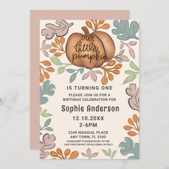 Cute Halloween First Birthday Pastel Party Invitation (Front/Back)