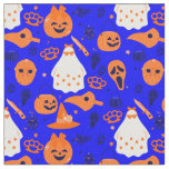 cute halloween floral ghost blue orange fabric