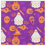 cute halloween floral ghost orange fabric