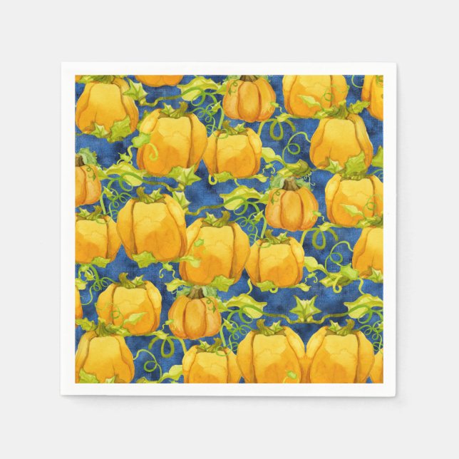 Cute Halloween for Kids Pumpkin Patch Leaves Vines Paper Napkins (Front)