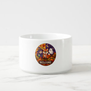 Cute Halloween Fox Witch Ghost Fall Autumn Welcome Bowl