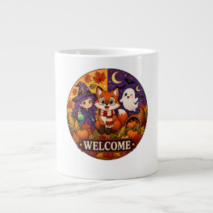 Cute Halloween Fox Witch Ghost Fall Autumn Welcome Giant Coffee Mug