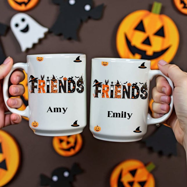 Cute Halloween Friends Graphical Custom Name Coffee Mug (Creator Uploaded)
