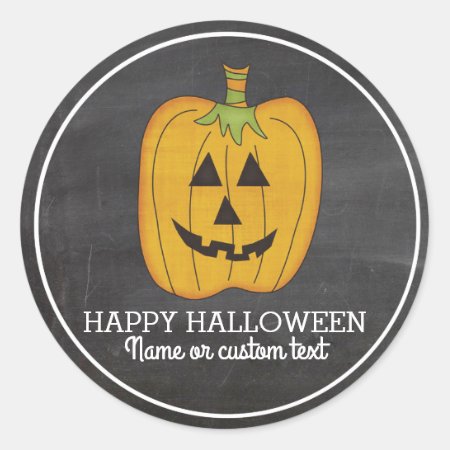Cute Halloween Funny Pumpkin Jack O Lantern Custom Classic Round Stick