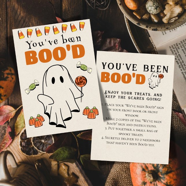 Cute Halloween Games Boo Neighbor Game Card (Bring the Halloween spirit to the neighborhood with this "We've been Boo'd" game sign.)