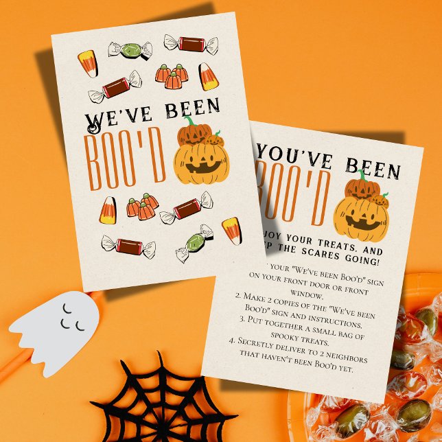 Cute Halloween Games Boo Neighbor Game Card (Bring the Halloween spirit to the neighborhood with this "We've been Boo'd" game sign)