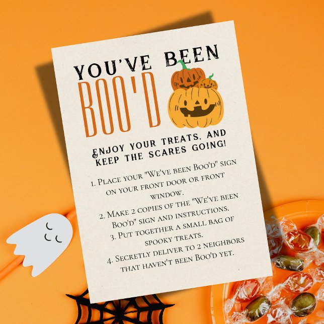Cute Halloween Games Boo Neighbor Game Card (Bring the Halloween spirit to the neighborhood with this "We've been Boo'd" game sign.)