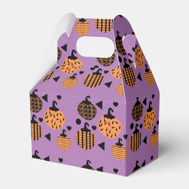 Cute Halloween Geometric Confetti Pumpkins Favor Boxes (Front Side)