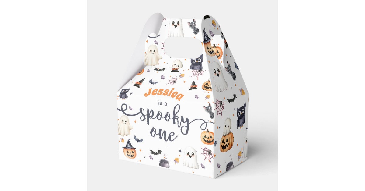 Cute Halloween Ghost 1st Birthday Party Favor Boxes | Zazzle