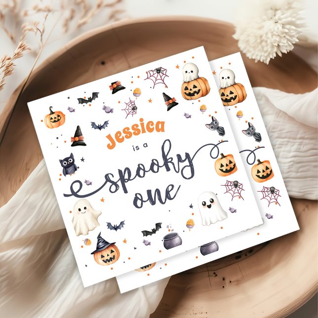 Cute Halloween Ghost 1st Birthday Party Napkins (Creator Uploaded)