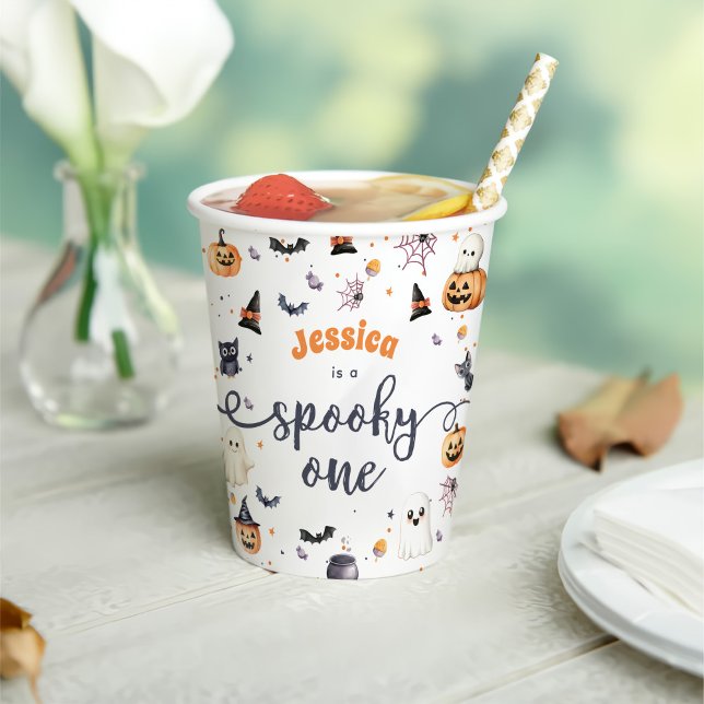 Cute Halloween Ghost 1st Birthday Party Paper Cups (Creator Uploaded)