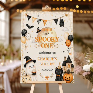 Cute Halloween Ghost 1st Birthday Party Welcome Foam Board