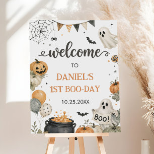 Cute Halloween Ghost 1st Birthday Party Welcome Foam Board