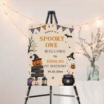 Cute Halloween Ghost 1st Birthday Party Welcome