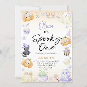 Cute Halloween Ghost 1st Boy Birthday Invitation