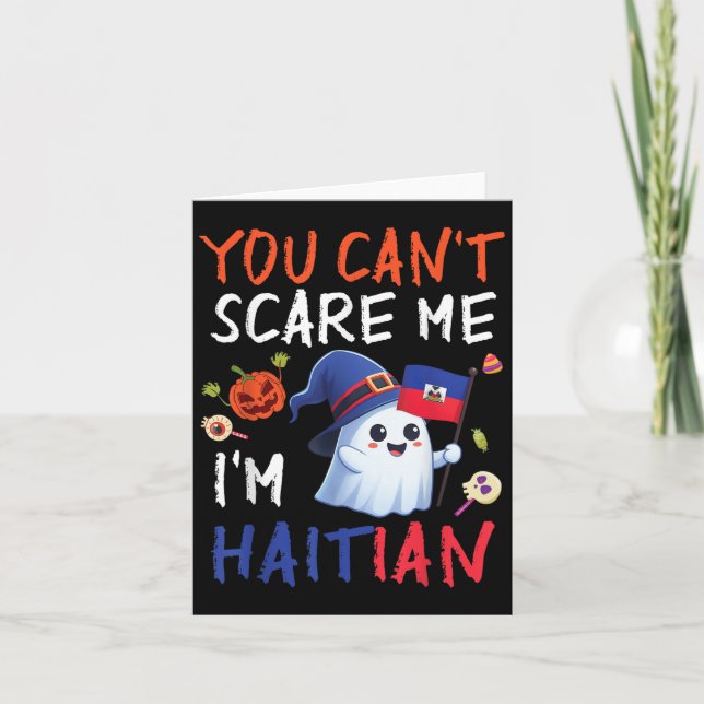 Cute Halloween Ghost &amp; Flag You Can't E Me I'm Card (Front)