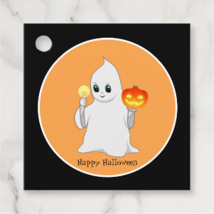 Cute Halloween ghost and pumpkin Favor Tags