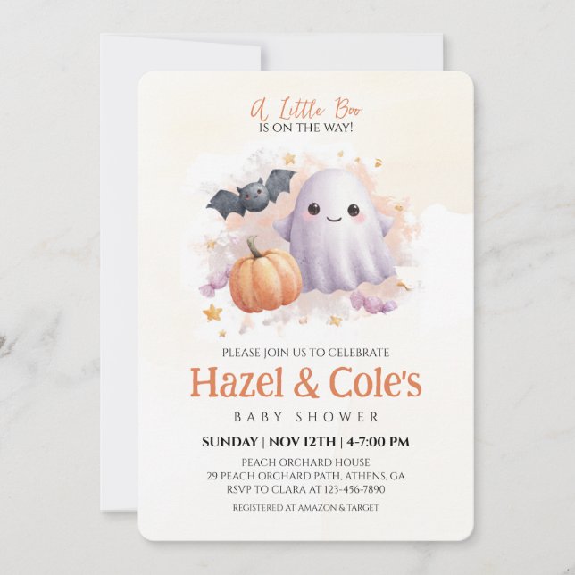 Cute Halloween Ghost Baby Shower Invitation (Front)