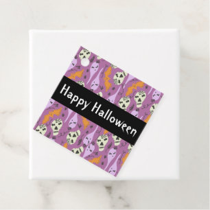 Cute Halloween Ghost Bat Skull Doodle Pattern Favor Tags