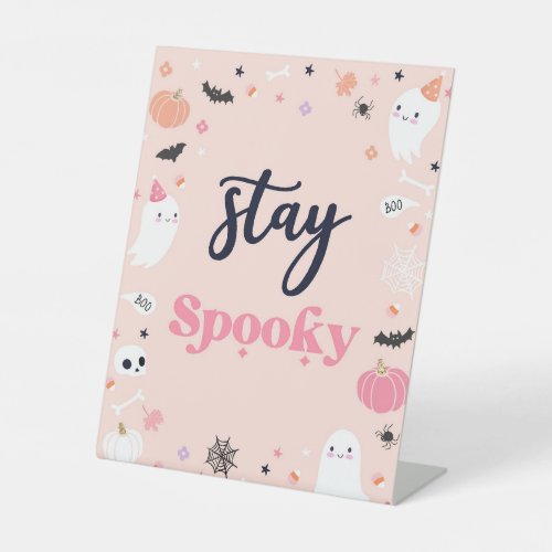 Cute Halloween Ghost Birthday Party Decorations Pedestal Sign