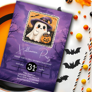 Cute Halloween Ghost Birthday Party Invitation