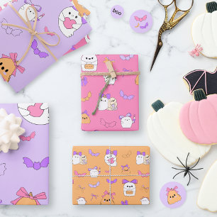 Cute Halloween Ghost Birthday Wrapping Paper Sheets