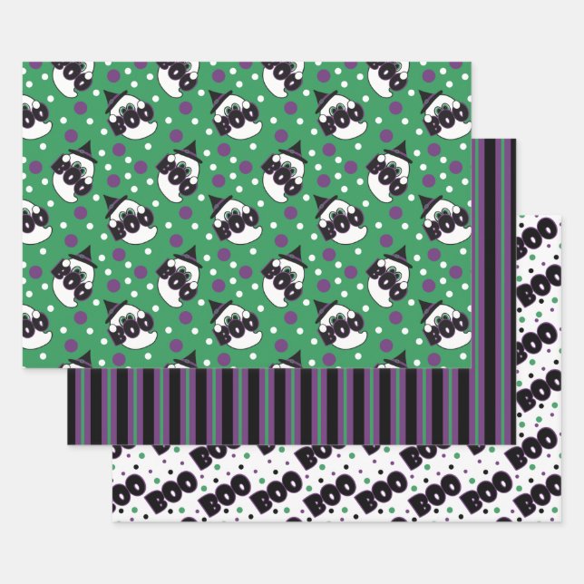 Cute Halloween Ghost Boo Sign  Wrapping Paper Sheets (Set)