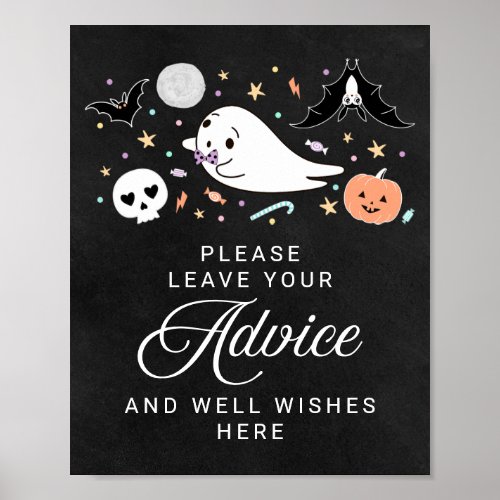 Cute Halloween Ghost Boy Baby Shower Advice Sign
