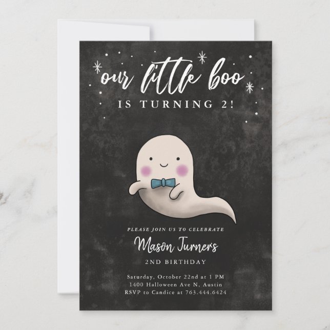 Cute Halloween Ghost Boy Birthday Party Invitation (Front)